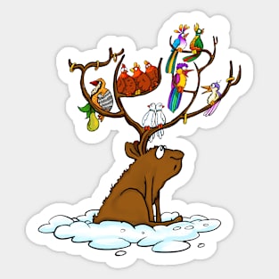 Reindeer and the five days of christmas Sticker